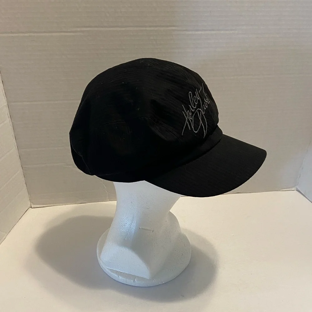 Harley Davidson Women’s Embroidered Logo Cabbie Cadet Cap/Hat Black Small - Picture 2 of 12